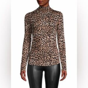 Elie Tahari Leopard-Print Turtleneck Top | Size Large